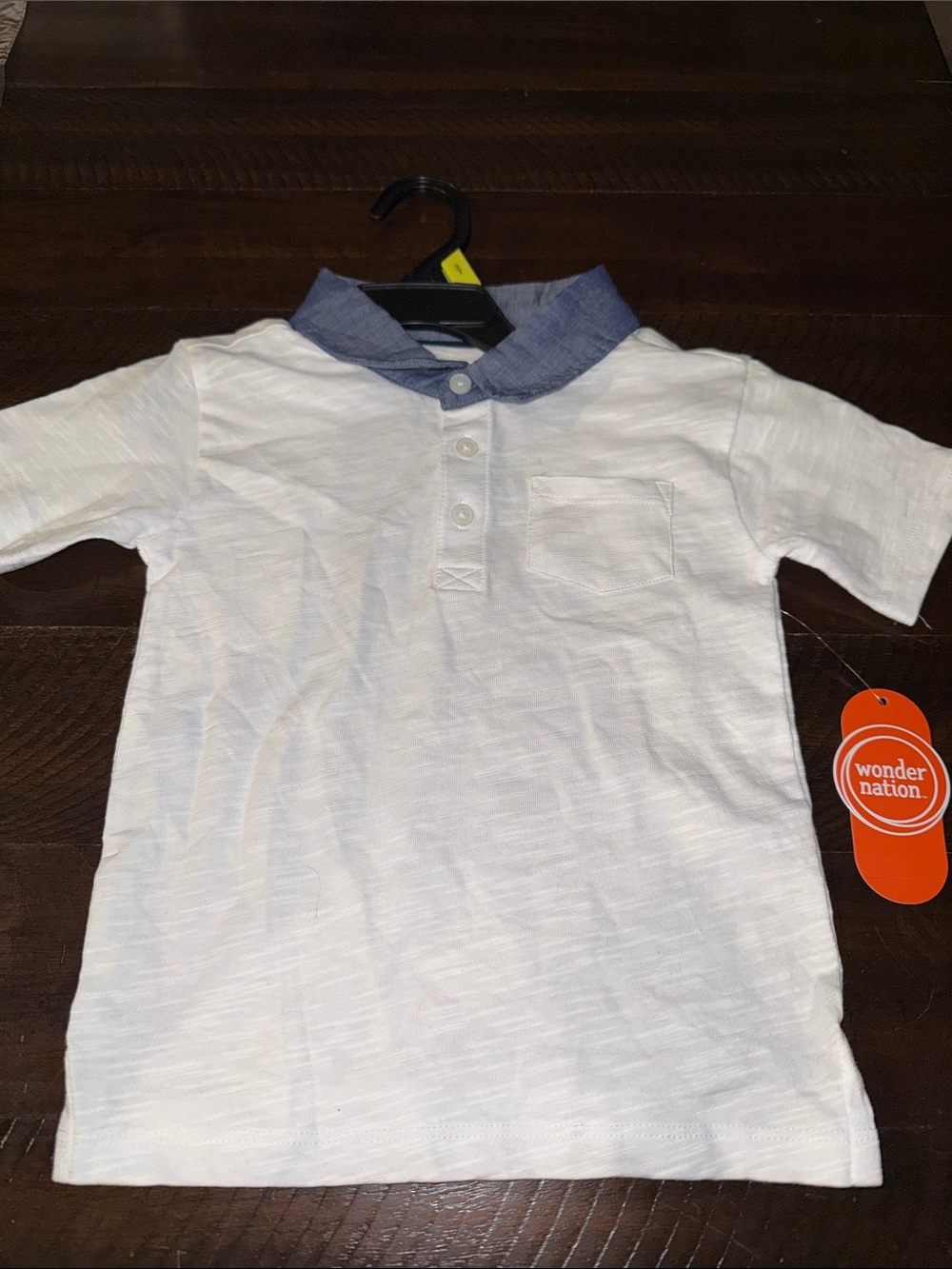wonder nation White Polo with Blue Trim Collar - Kids
